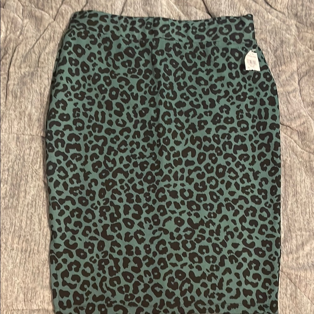 Leopard Print Green Skirt